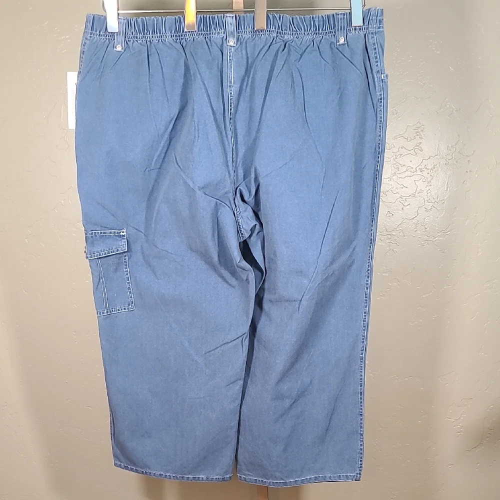 Shaver Lake Women's Light Blue Cropped Jeans Elastic Waist 100% Cotton 24W - Picture 8 of 10
